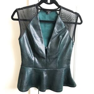 Faux leather peplum tank top